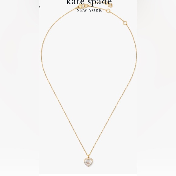 Kate Spade My Love Pavé Heart Pendant Necklace Gold Brand New KA675 - Picture 3 of 8